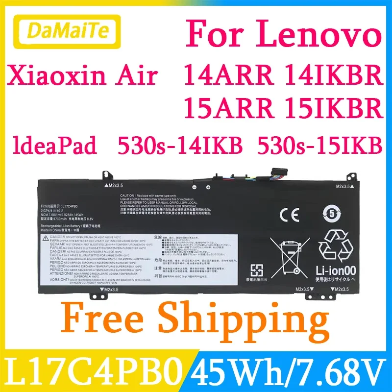 Bateria do Portátil para Lenovo Ideapad 530s14ikb 530s-15ikb 530s-15 L17m4pb0 Xiaoxin Air 14arr 14ikbr 15arr 15ikbr L17c4pb2 L17c4pb0
