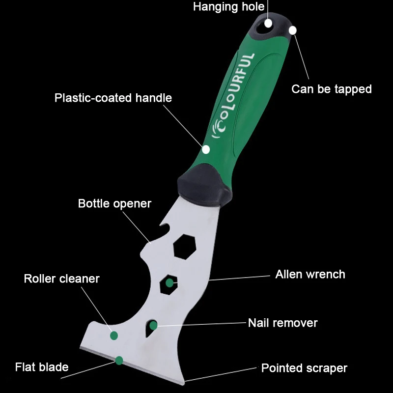 14-in-1 multifunctional putty knife stainless steel paint scraper for cleaning wallpaper can opener DIY construction tool