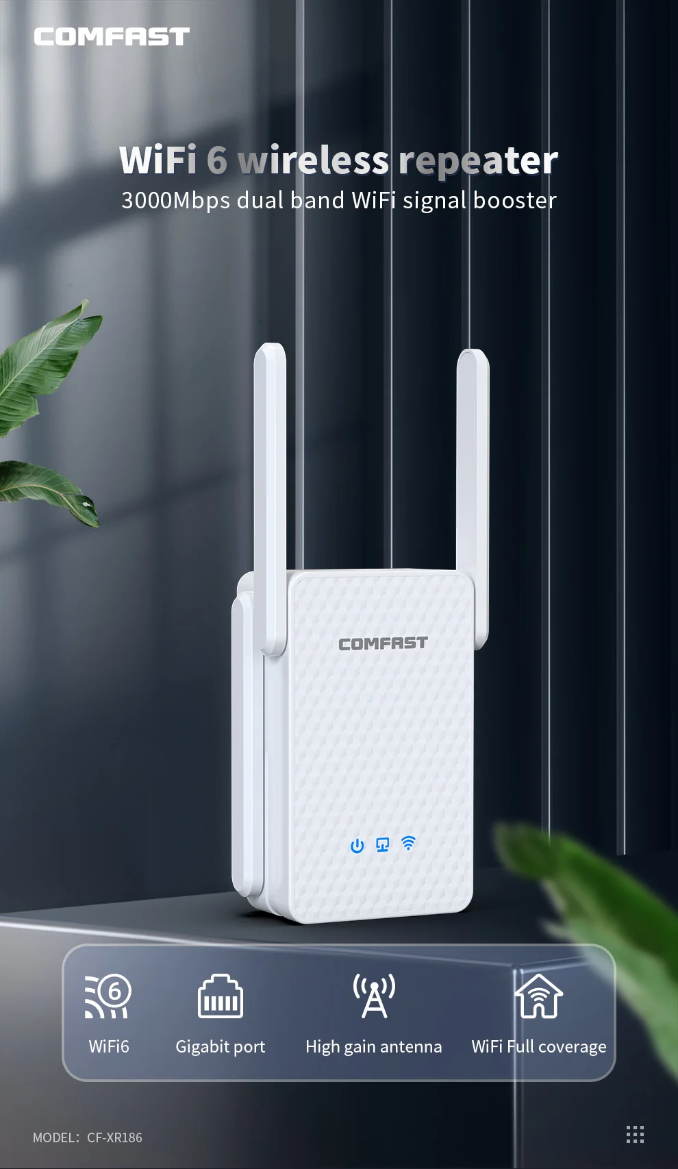 Comfast 3000Mbps WiFi 6 Repetidor 2.4G &