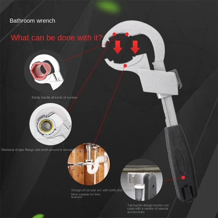 Kit Bathroom Shelf Mechanical Tool Adjustable Hand Automotive Large Open Spanner Set Sewer Wrench Tools Bathrooms Accessories