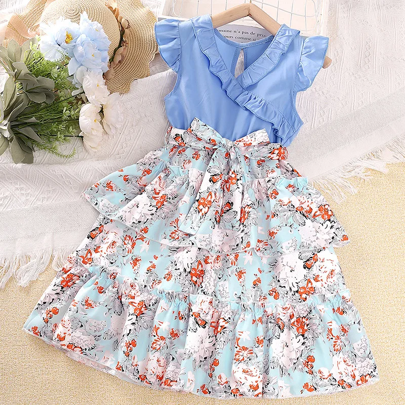 Girl's Ruched Floral Dress 1