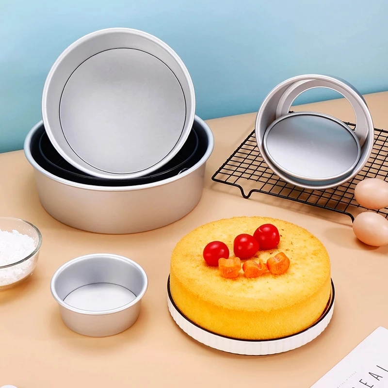 Lawei Round Cake Pan Set - 4 inch 6 inch 8 inch Cake Baking Pans with Removable Bottom, Silver