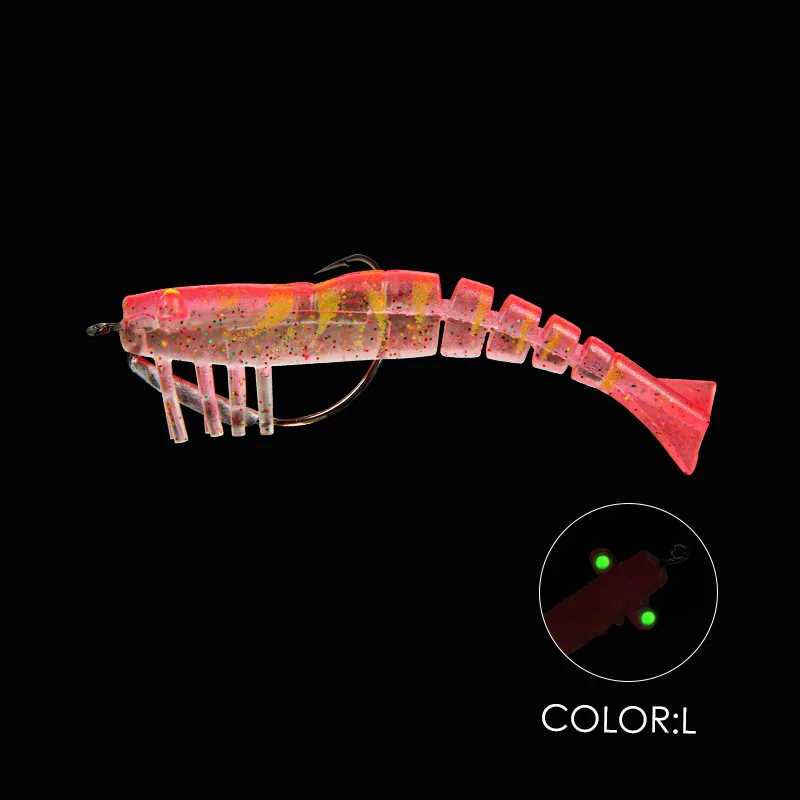 

Silicone Bait Shrimp Soft Fishing Lures 85mm/8g Vibration Ring Bead Luminous Carp Bass Sea Swimbait Rockfishing Artificial Baits