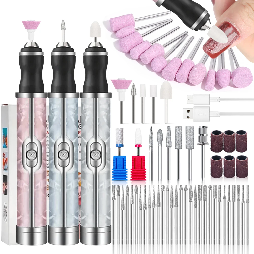 Electric Nail Drill Set Portable 4 Speeds Professional Manicure Pedicure Kit for Nail Salon Exfoliation Polishing Smooth Nails