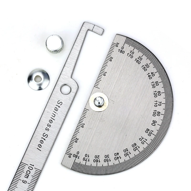 Stainless Steel Protractor Angle Gauge 180 Degrees 0-10CM Adjustable Measuring Tool