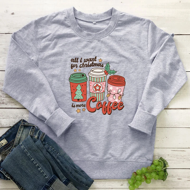 

Цветной Женский свитшот «все, что я хочу на Рождество», винтажный джемпер с длинным рукавом, зимние праздничные пуловеры