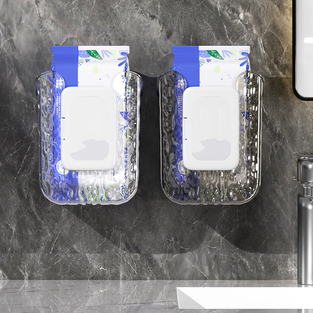 Description Picture 5 of itemClear Wipe Tissue Organiser Box Wall Mounted Tissue Holder Self-Adhesive Paper Towel Dispenser Toilet Paper Box For Bathroom