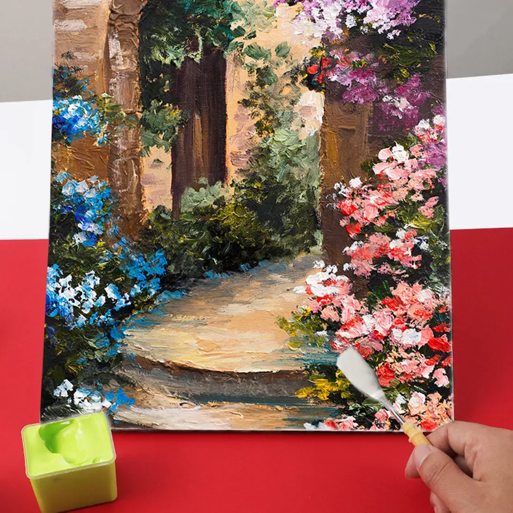 12Pcs 페인팅 스크레이퍼 스테인레스 스틸 블레이드 플라스틱 손잡이 아트 페인팅 도구 오일 아크릴 구아슈 페인트 혼합 스크레이퍼