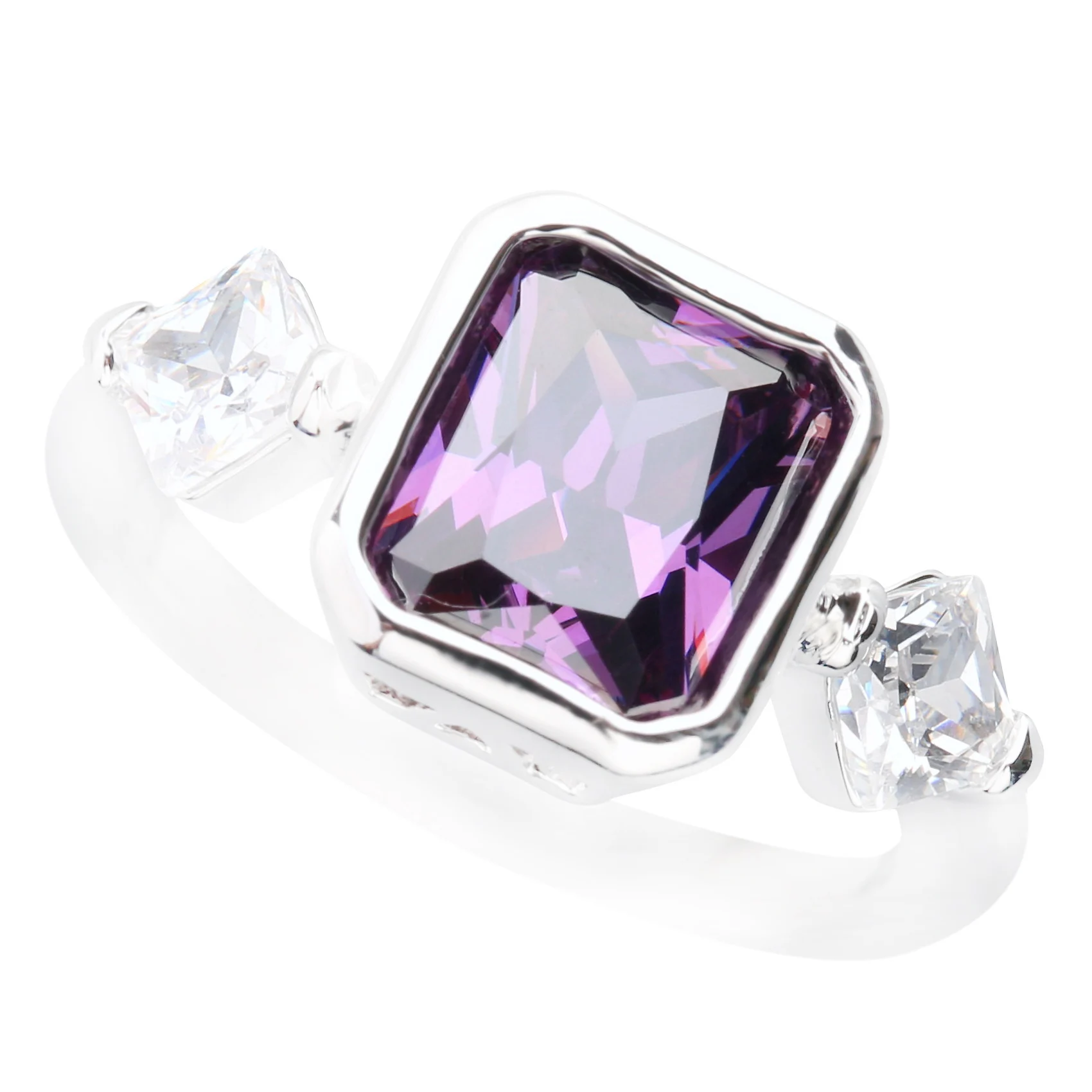 7*9mm Purple Amethyst 925 Sterling Silver Gemstone Ring Q0183-P
