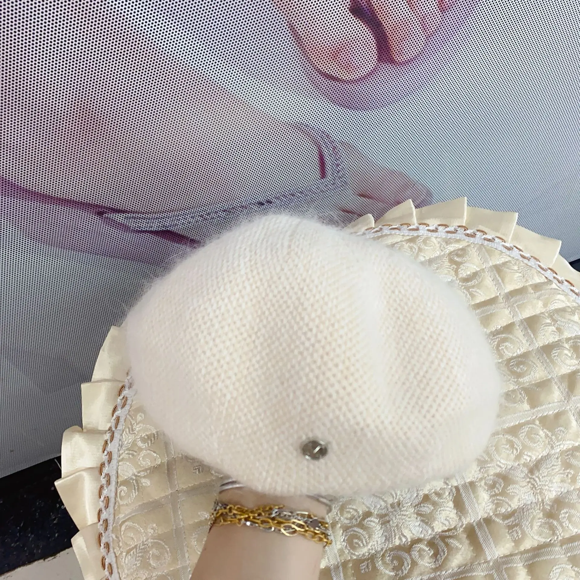 Basco in lana donna in maglia con pelliccia di coniglio angora_voghion.com
