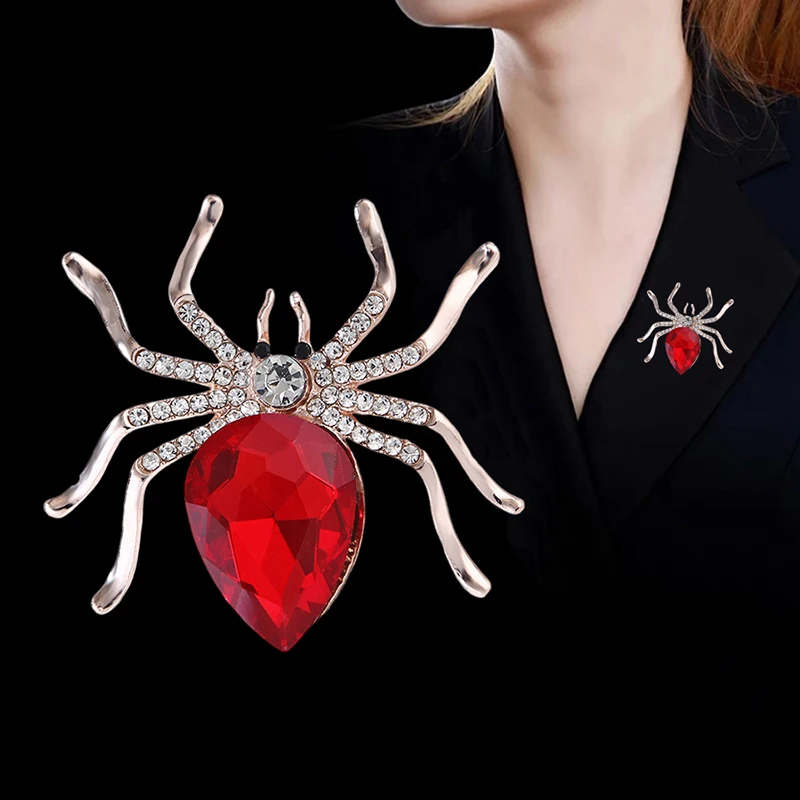 Broche animale d'araignée en cristal créative pour femmes, accessoires de manteau de collier de vêtements, mode