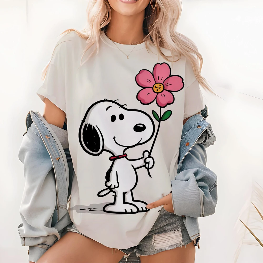 Y2k Women's T-Shirt Summer O-Neck Woman Clothing 2025 Short Sleeve Tops XS-3XL 3D Print Snoopy Tees Tshirt Streetwear Fashion