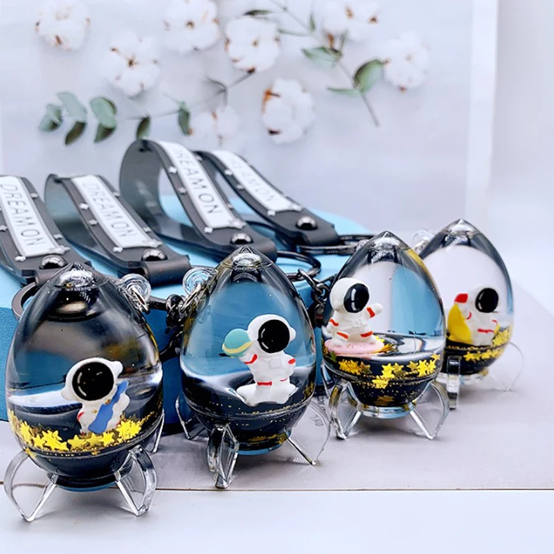 Creativo Liquid Floatation Oil Spaceman Portachiavi Cartoon Cute Lollipop Bucket