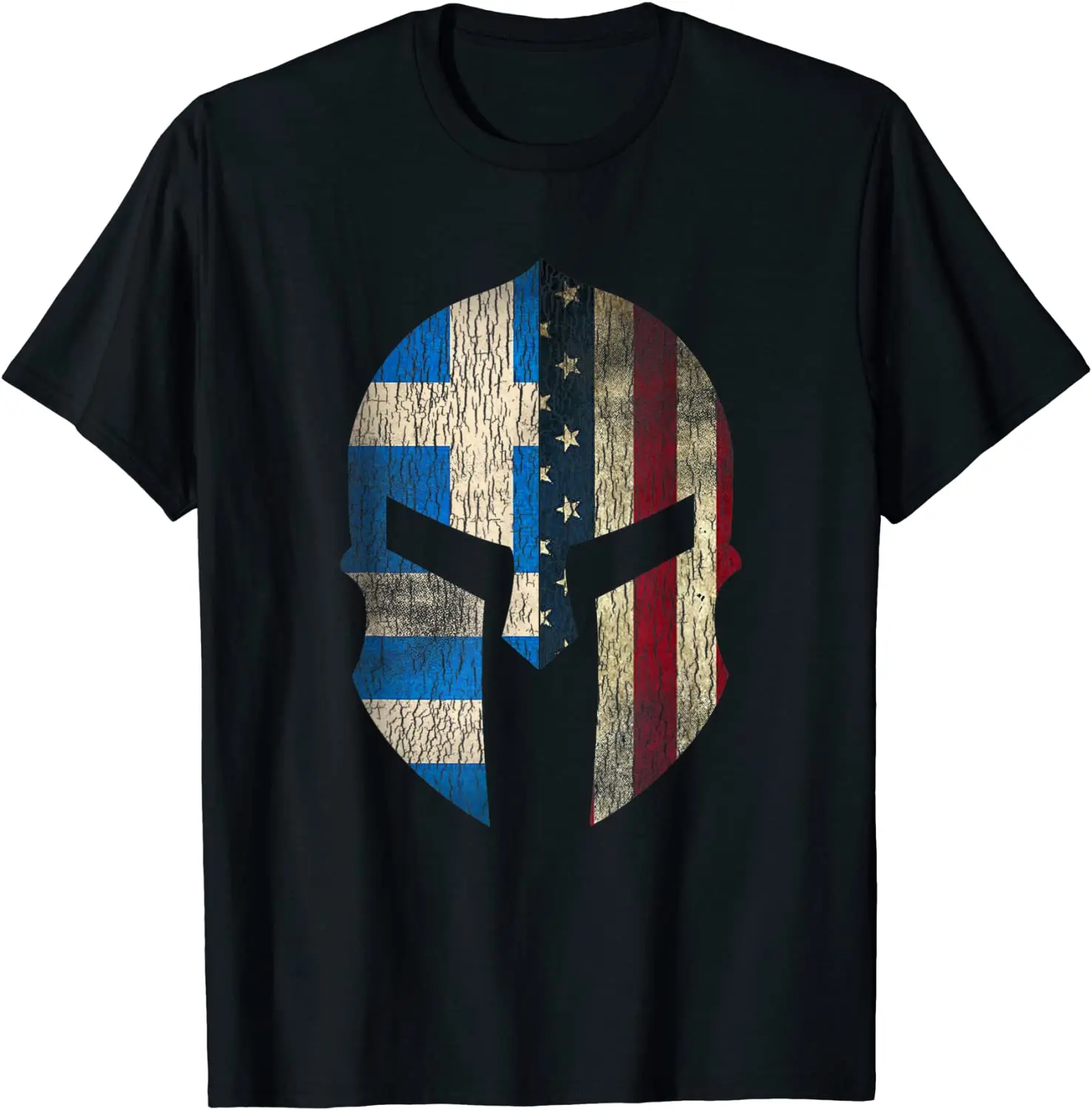 T-Shirt Con Casco Spartano Della Grecia Con Bandiera Dell'Orgoglio Greco Americano. Maglietta Da Uomo A Maniche Corte Con Scollo A O In Cotone Estivo 