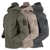 2024 new Multiple pockets Outdoor Sharkskin Softshell Rushing Jacket Suit Men's Fan Windproof Padded Mountaineering Jacket 2
