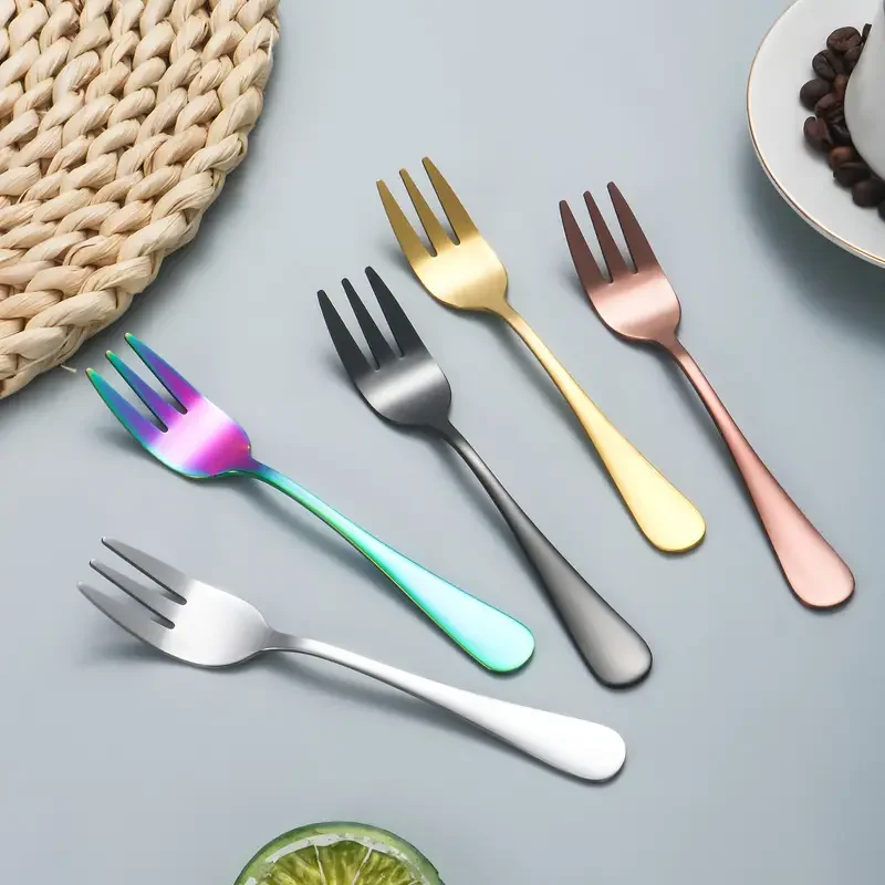 Stainless steel Dessert Fork 6pcs suitable for entertaining guests at home Fruit Fork Birthday Cake Silver Tableware cutlery set western style cutlery set picnic cutlery set stainless steel cutlery set