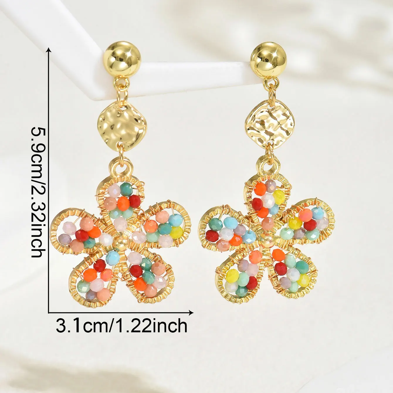 Bohemia Ethnic Handmade Flower Beaded Drop Earrings for Women Elegant Trend Crystal Beads Earrings Summer Party Jewelry Gifts