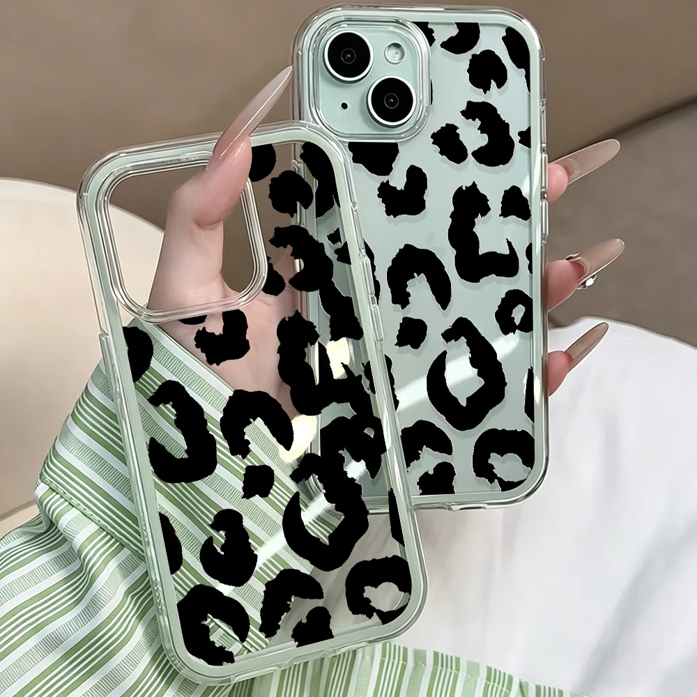 Minimalist Black Leopard Print Clear Phone Case