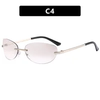 Lunettes de soleil ovales sans monture pour femmes, lunettes de soleil rondes, lunettes transparentes, nuances dégradées, créateur de marque, Y2k, mode 2000 6