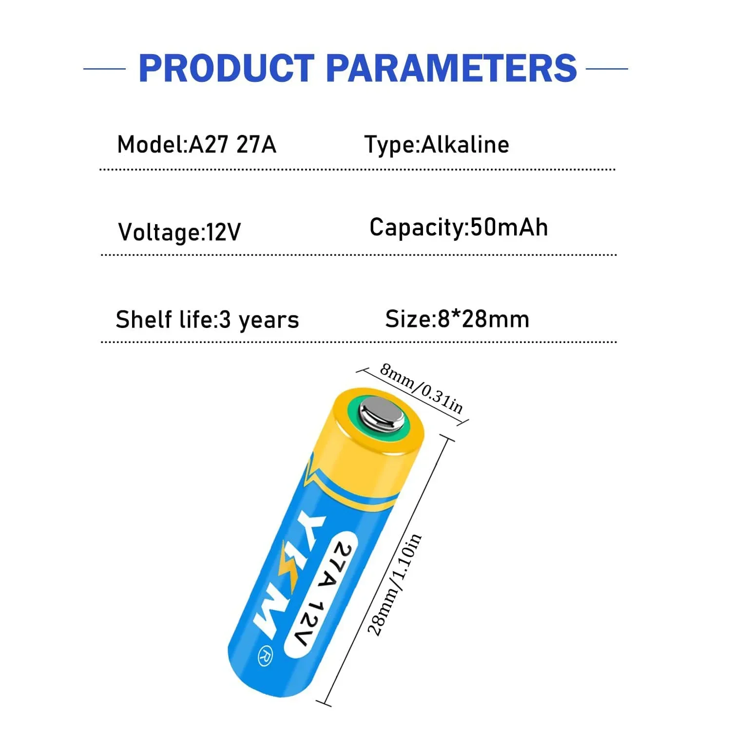 5PCS 27A 12V Alkaline Battery For Garage Door Opener Alkaline Battery