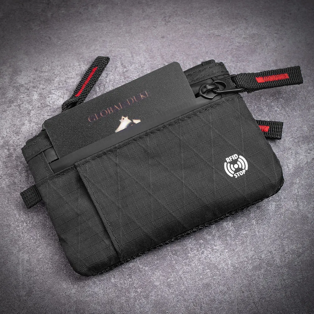 Compact RFID-Blocking Wallet with Zippered Coin Pouch and Card Organizer