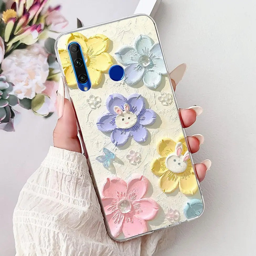 Cute Cartoon Cat Luxury Fashion Flowers Soft TPU Bumper Cover