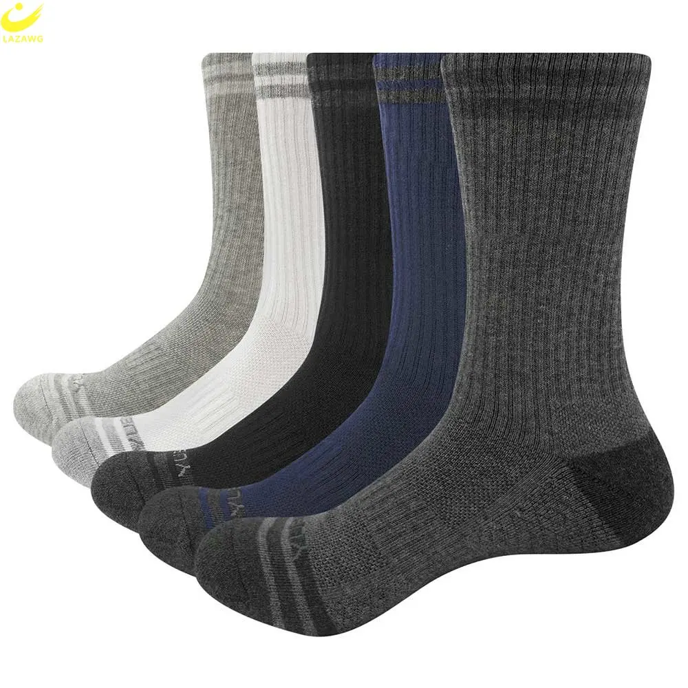 LAZAWG 5pairs/Lot Men's Socks Compression Stockings Breathable Basketball Sports Cycling Moisture Wicking High Elastic Socks