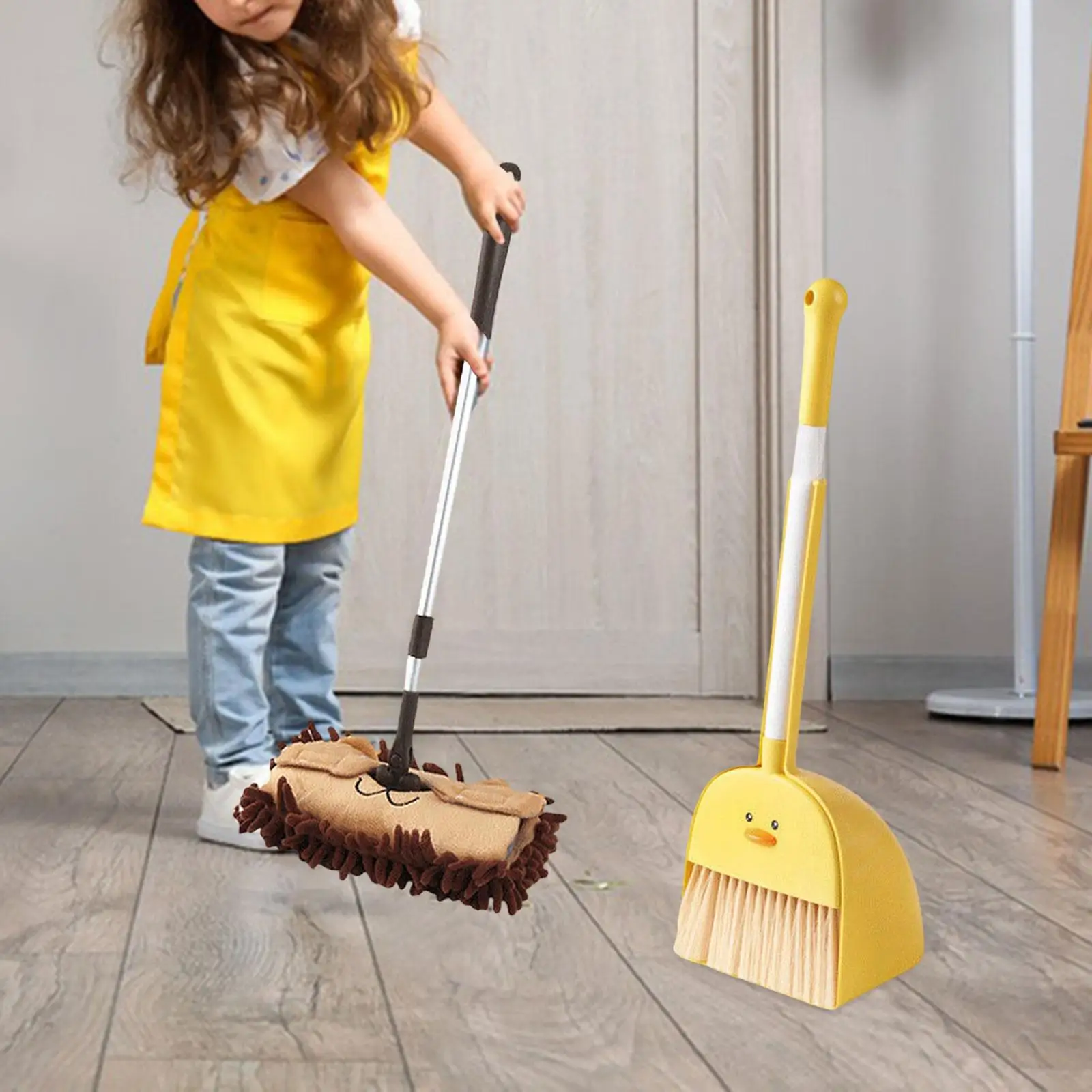 Kids Cleaning Set Pretend Play Mini Broom with Dustpan Mop for Kids Little Housekeeping Helper Set for Preschool Kindergarten