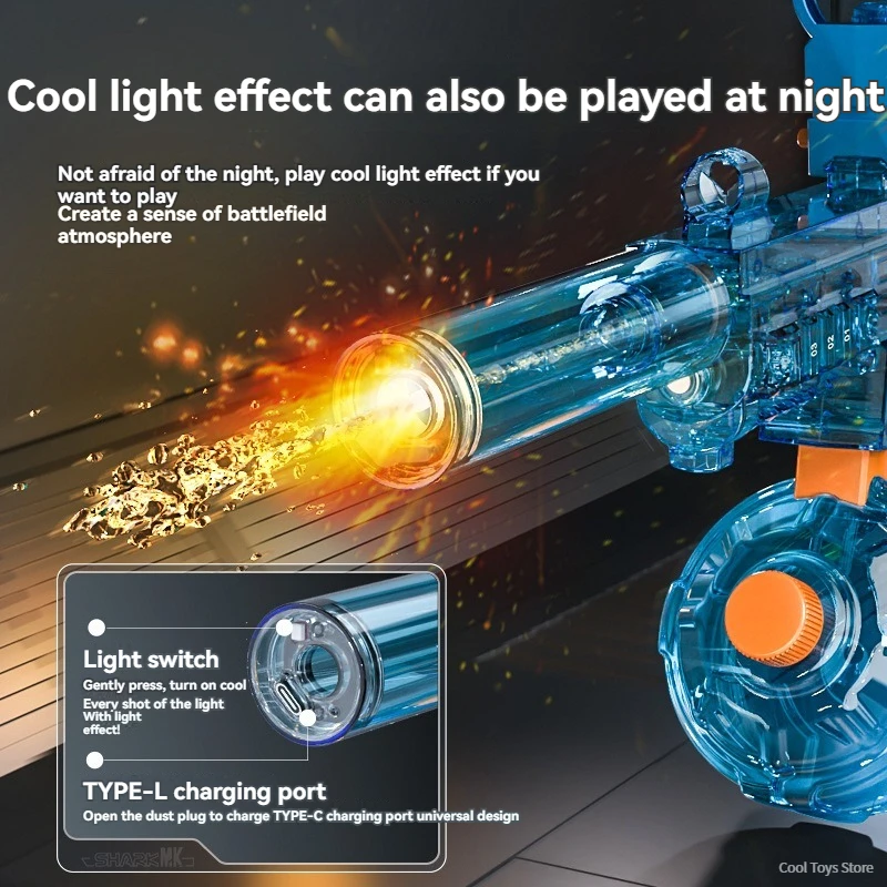 UMP45 Electric Light Water Gun Powerful Toy Machine Gun Automatic Continuous Shooting Gun Summer Beach Battle Toy for Adults Boy 2