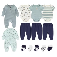 13 Pieces Unisex Newborn Baby Girl Clothes Sets 0-12M Cotton Baby Boy Clothes Jumpsuits+Pants+Socks Sets Autumn Cartoon 2