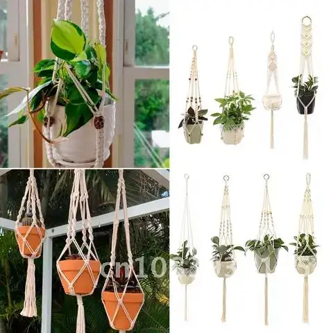 

Macrame Plant Hanger Handmade Flower Pot Hanging Planter Basket Support for Flower Stands Wall Hangers Garden Balcony Decoration