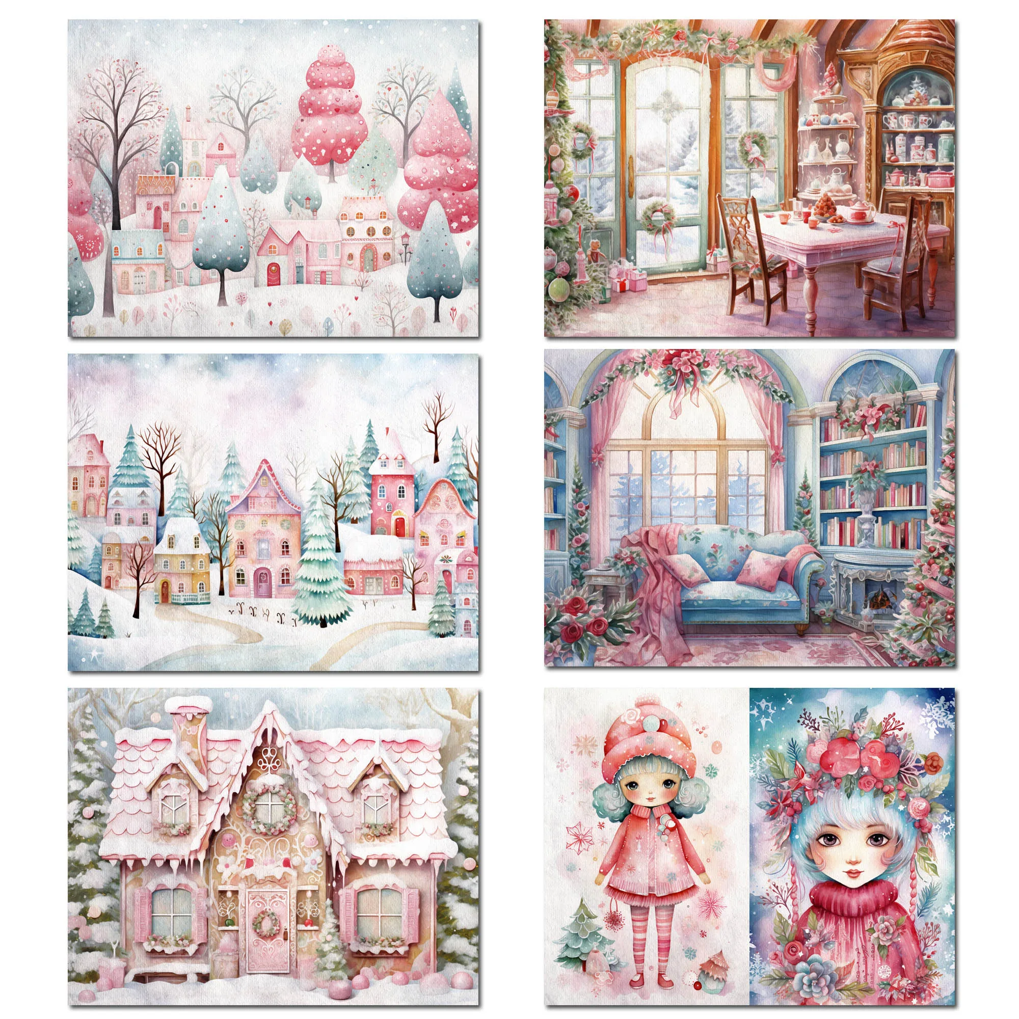 Scrapbooking Paper 54pieces Christmas DIY Writable Background Paper Set with Sticker for Arts Crafts Scrapbooking Supplies