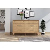 Mid-Century Solid Wood Dresser, 3/6 Drawers Storage Dresser for Living Room Bedroom 2