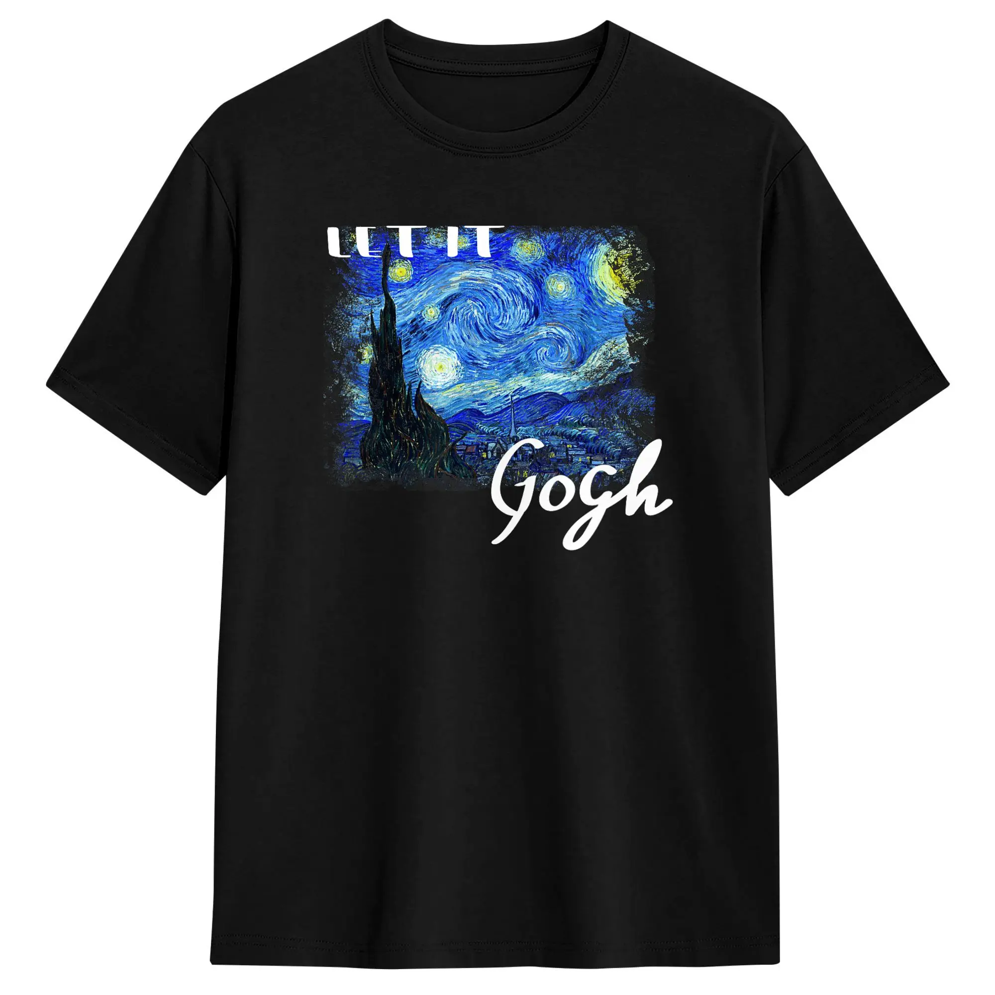 Van Gogh Starry Night Sunflower Graphic Vintage Cotton T-Shirt