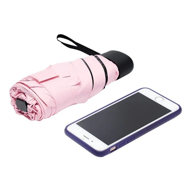 Esernyő Napsütéses Eső Nők Lapos Könnyű Parasol Összecsukható Nap Mini Kis Méret Könnyen Tárolható Paraszol - Image 5