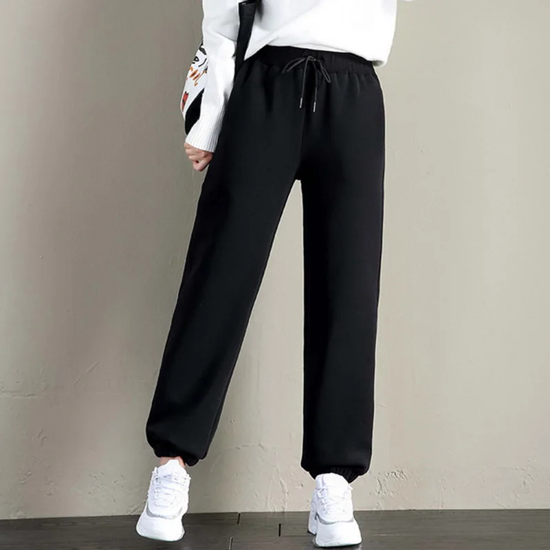 Winter Lambswool Warm Casual Pants Winter Fleece Lined Sweatpants High Waist Stretchy Thick Warm Thermal Pants 3