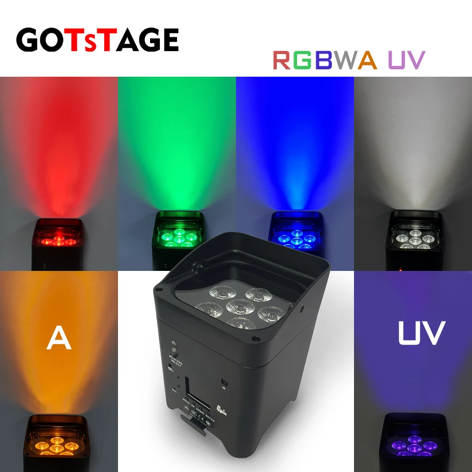 6x18w RGBWAUV LED Battery Par Wireless DMX512 Phone WIFE Wash Wall Light For Party DJ Disco Restaurant Wedding Stage rental