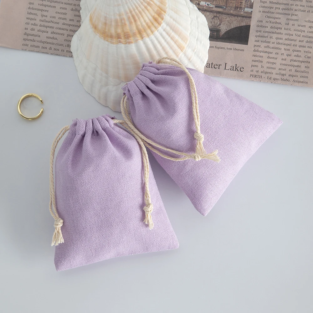 100pcs Bulk Canvas Natural Cotton Drawstring Gift Pouch Wedding Necklace Bracelet Rings Earrings 5x7cm Packaging Storage Bag