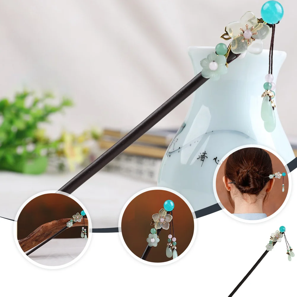 

Hair Accessories Claw Clips for Women Stick Lady Retro Chopstick Vintage Synthetic Glass Tassel Headdress Bride Hairpin