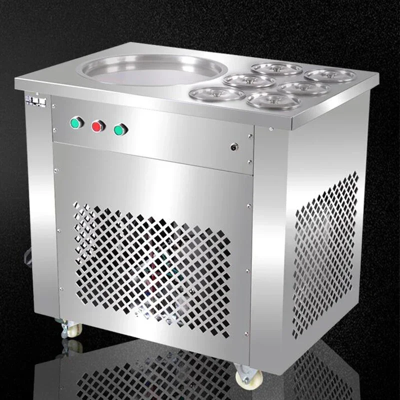 Full Stainless Steel Fried Ice Cream Roll Machine Ice Pan Fry Flat Cream Maker Yoghourt Fried Ice Cream Machine 1pc 2