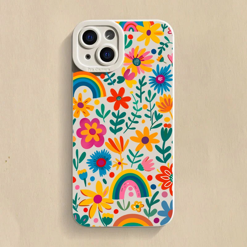 Vibrant Floral Rainbow Pattern Soft Matte Phone Case