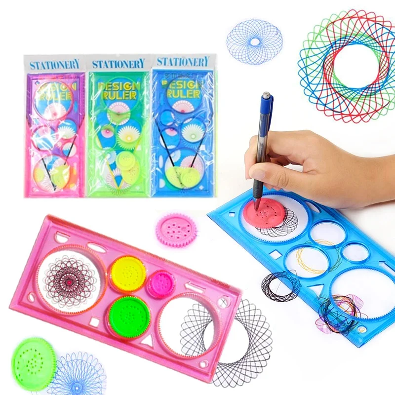 Geometry Spirograph Drawing Stencils Set Painting Template Art Crafts Creative Kids Educational Toy Variety of Flowers Ruler educational toys,drawing toy,drawing stencils set,educational drawing toy