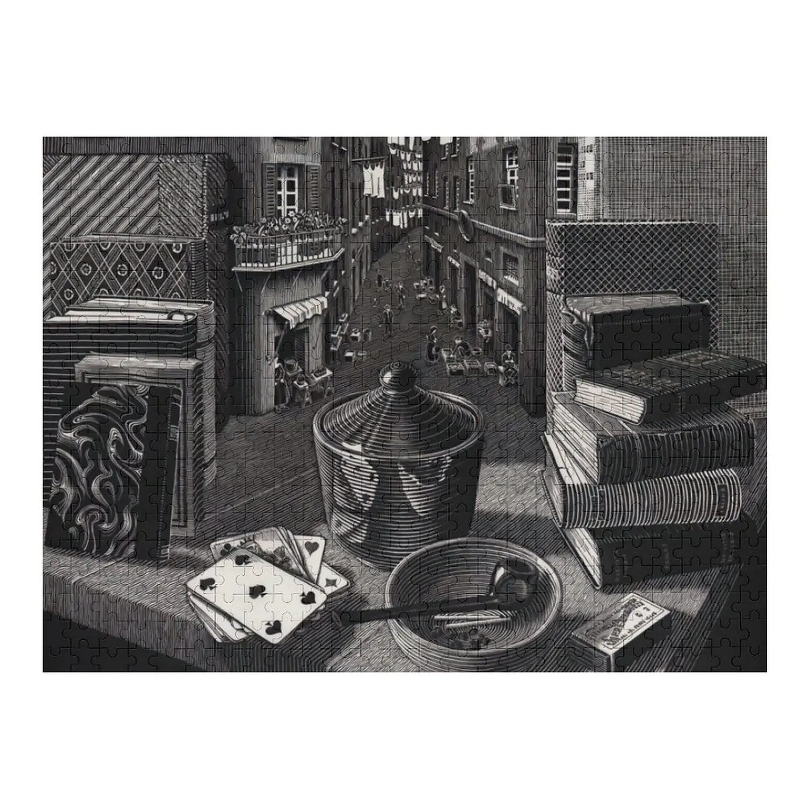 

Still Life and Street, by M.C. Escher Jigsaw Puzzle Personalized Name Baby Wooden Custom Wooden Name Customized Photo Puzzle