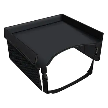 Tavolino Pieghevole da Viaggio per Auto, Vassoio Portatile da Sedile, Scrivania Regolabile con Cinghie e Tasche per Bambini, Ideale per Mangiare e Disegnare