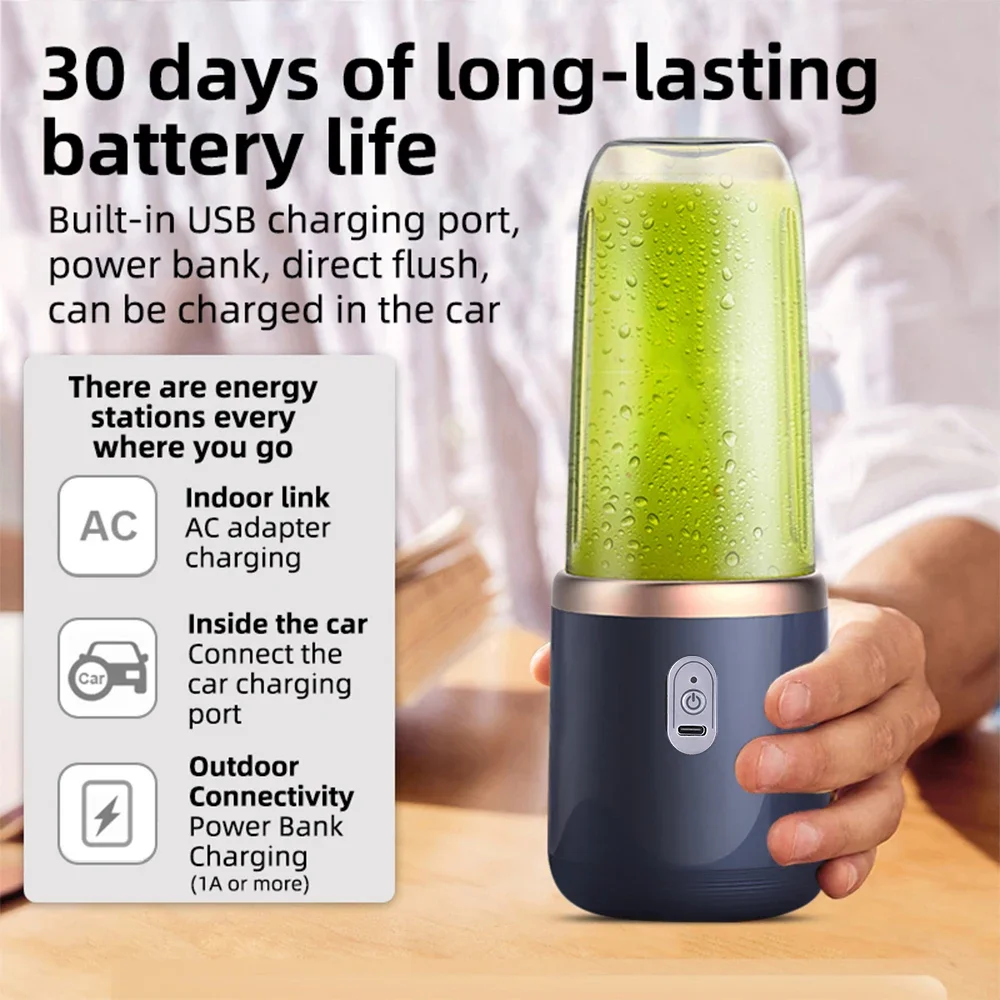 6 Blades Electric Juicer Cup 2 Cups For Travel Portable Juicer Mixer Usb Charge Fresh Fruit Juice Personal Blender Smoothie 4