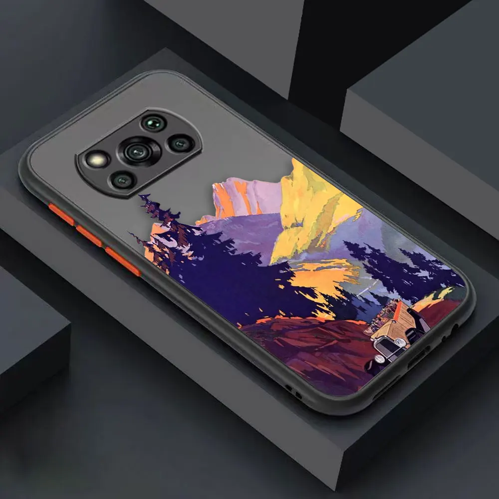 thumbnail image 1 of Matte Case for Xiaomi POCO X4 X3 X2 M4 M3 M2 F4 F3 GT F2 C40 PRO 4G 5G A3 MIX4 CIVI Case Funda Art hand-Painted Mountain Scenery, 1 of 5