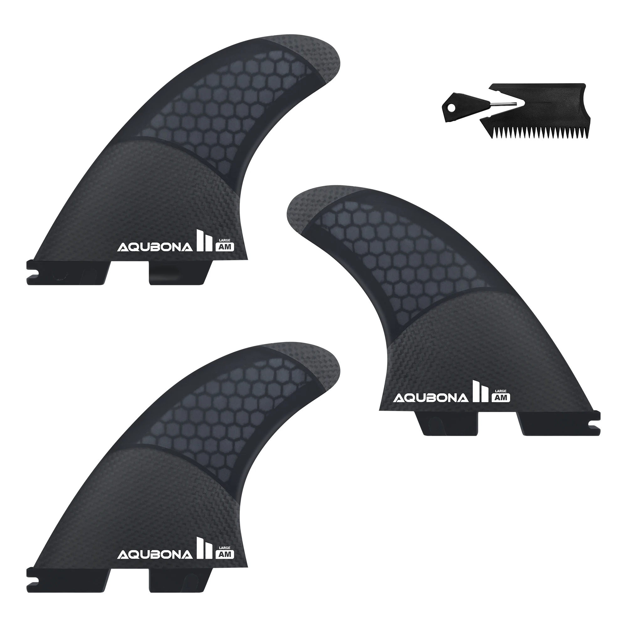 Single/Dual II Tab Surfing Fins Tri Fins Set Honeycomb Fiberglass & Carbon S/M/L Size With Fin Key Screws and Wax comb surfboard fin