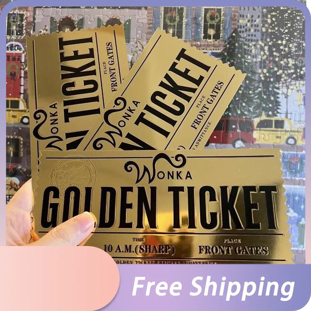 Wonka Charlie Chocolate Golden Ticket Gold Foil Ticket Original Size 18*8Cm Chocolate Gold Card Valentine's Day Gift collectible card