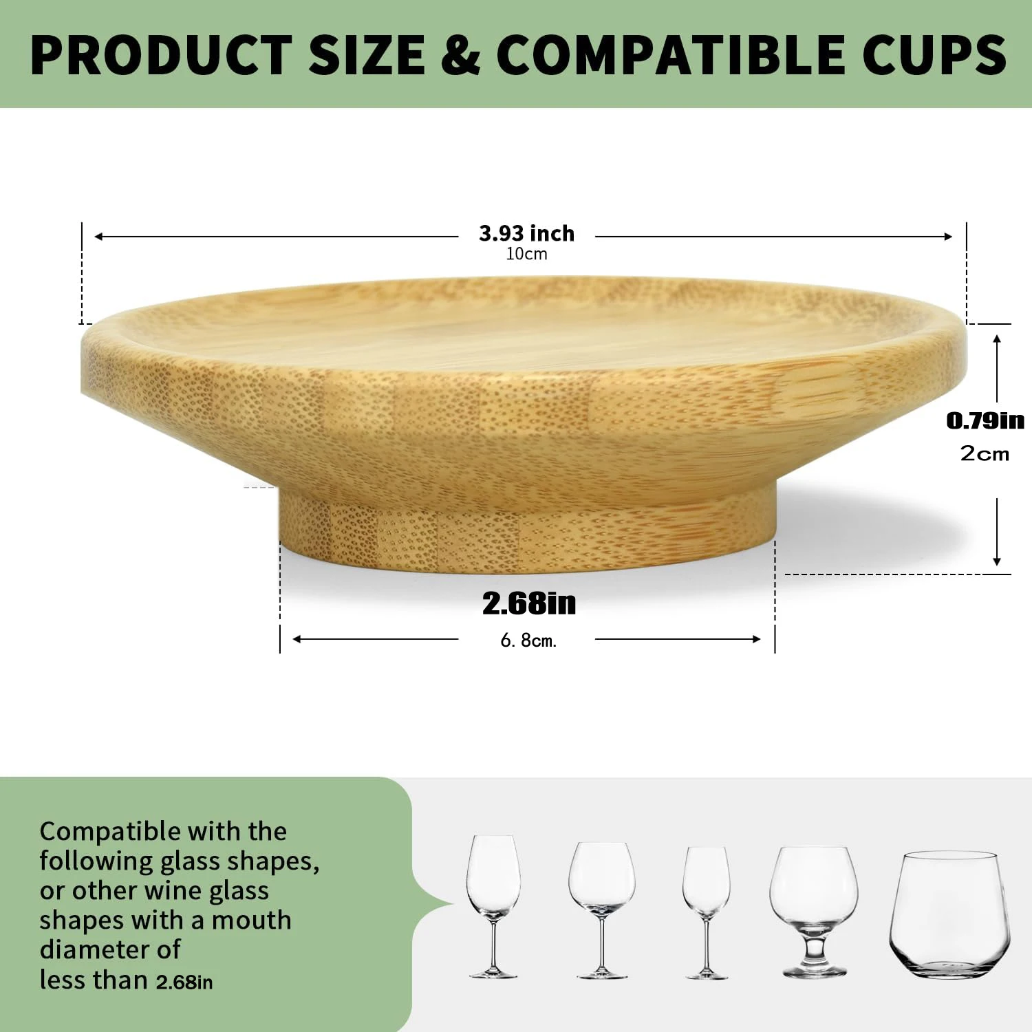 4 Pcs Set Wine Glass Charcuterie Topper Coasters Plate Natural bamboo Board Topper for Family Gatherings Restaurants Bars