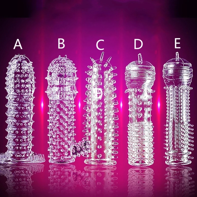 1PCS Reusable Condoms For Men Delay Ejaculation Spike Dotted Penis Sleeve Adult Sex Toys Condom Cock Extender Dildo Cover Sleeve